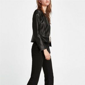 Zara Faux Leather Peplum Jacket Black